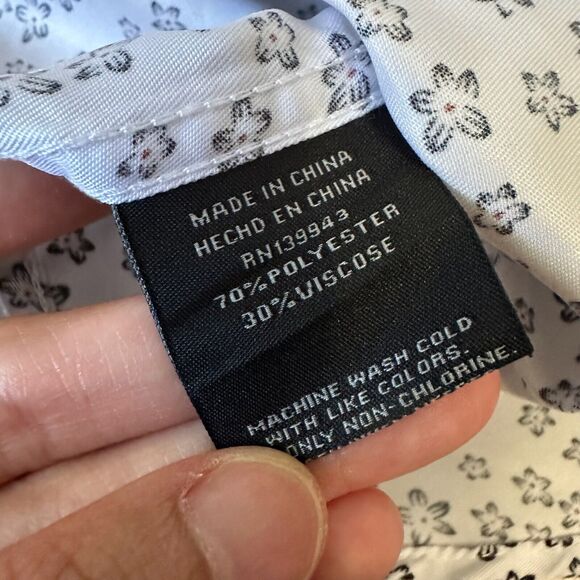 ELIE BALLEH Collection Daisy Print Long Sleeve Button-Up Shirt White/Black - Picture 7 of 8